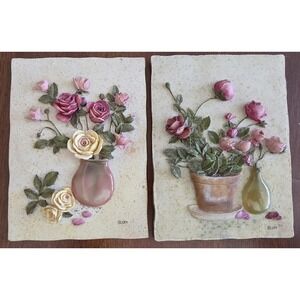 Vintage Blum Set of 2 Multicolor 3-D Wall Decor Home Decorative Accent‎ Piece